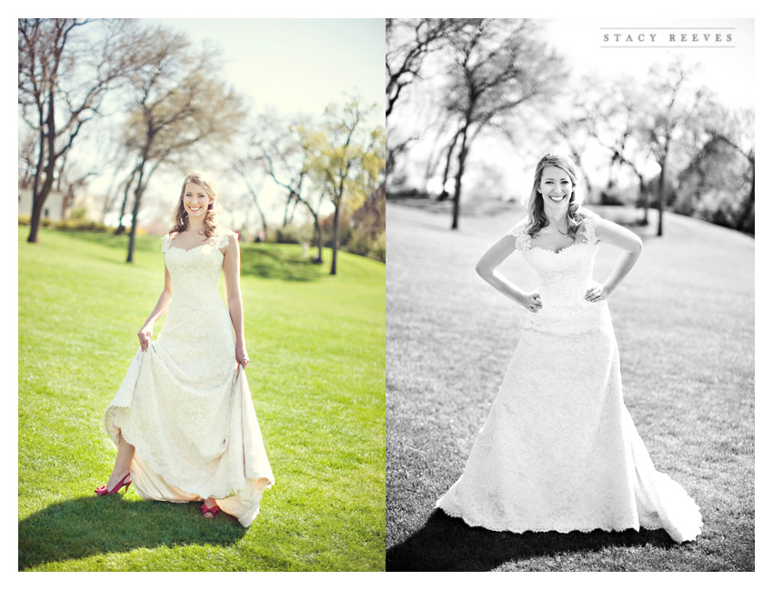 bridal portrait photo session of Allison Gerard Swank in a Monique Lhullier wedding gown dress at the Dallas Arboretum and Botanical Garden by Dallas wedding photographer Stacy Reeves