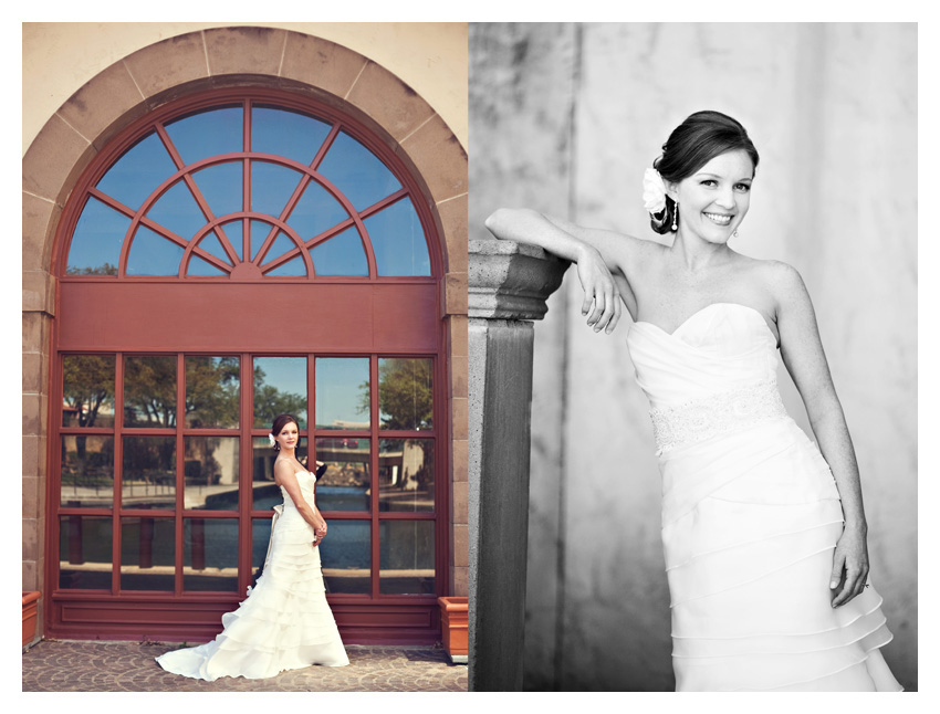 bridal portrait photo session of Chelsey Seufer in the Las Colinas Canals by Dallas wedding photographer Stacy Reeves