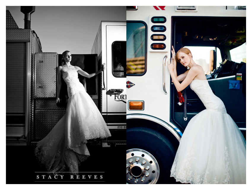 bridals of Courtney Skeins at a fire station and Post Office in downtown Fort Ft. Worth Texas by Dallas wedding photographer Stacy Reeves