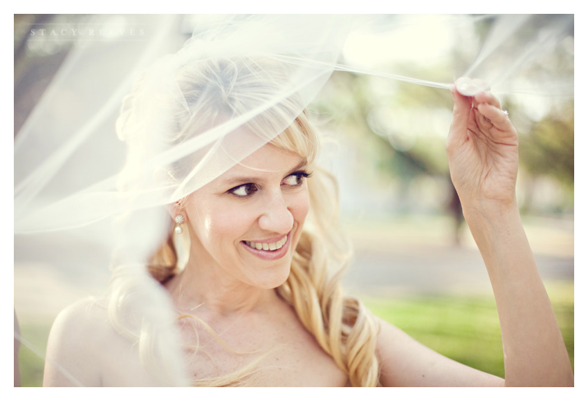 bridal portrait photo session of Candace Candy Reeves Flood on the SMU Southern Methodist University college campus by Dallas wedding photographer Stacy Reeves