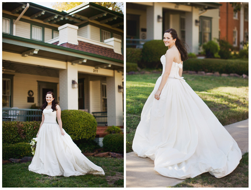 Bridal photo portrait session of Hannah Petkovsik in historic downtown McKinney Texas by Dallas wedding photographer Stacy Reeves