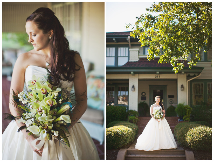 Bridal photo portrait session of Hannah Petkovsik in historic downtown McKinney Texas by Dallas wedding photographer Stacy Reeves