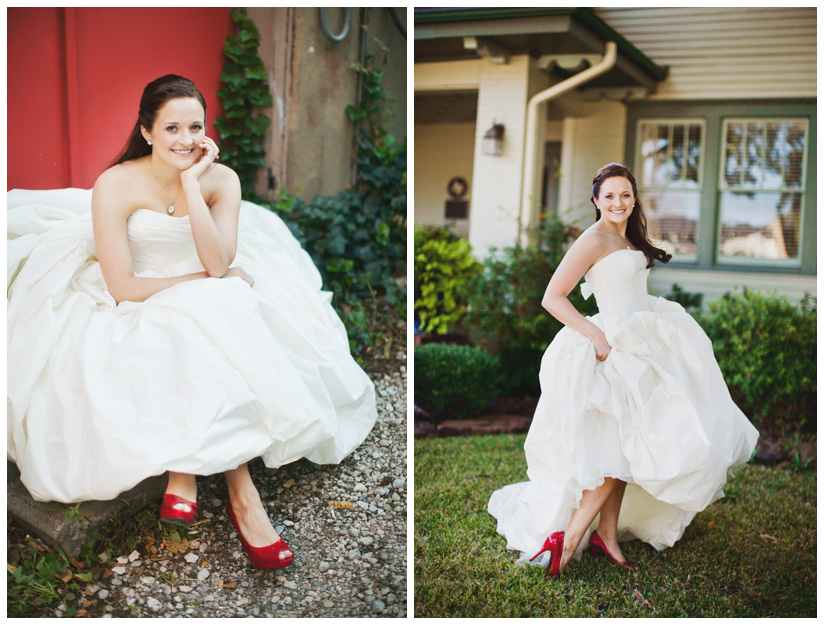 Bridal photo portrait session of Hannah Petkovsik in historic downtown McKinney Texas by Dallas wedding photographer Stacy Reeves