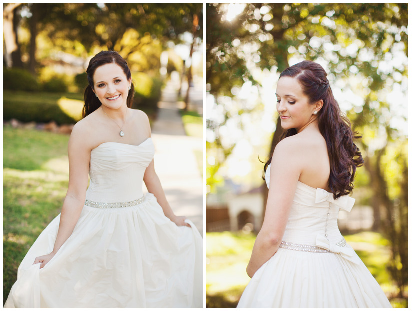 Bridal photo portrait session of Hannah Petkovsik in historic downtown McKinney Texas by Dallas wedding photographer Stacy Reeves