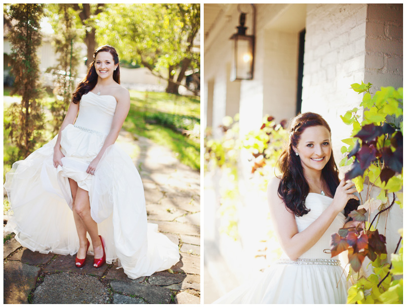 Bridal photo portrait session of Hannah Petkovsik in historic downtown McKinney Texas by Dallas wedding photographer Stacy Reeves