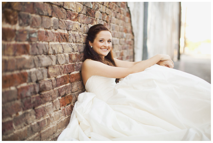 Bridal photo portrait session of Hannah Petkovsik in historic downtown McKinney Texas by Dallas wedding photographer Stacy Reeves