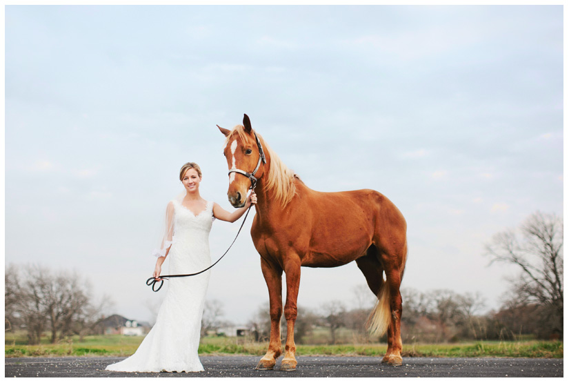 bridal portrait photo session of Jessica Atkins at Walking Tall Horse Ranch in Pilot Point, Texas by Dallas wedding and portrait photographer Stacy Reeves