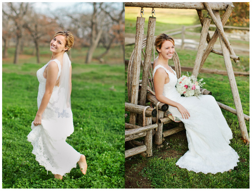 bridal portrait photo session of Jessica Atkins at Walking Tall Horse Ranch in Pilot Point, Texas by Dallas wedding and portrait photographer Stacy Reeves