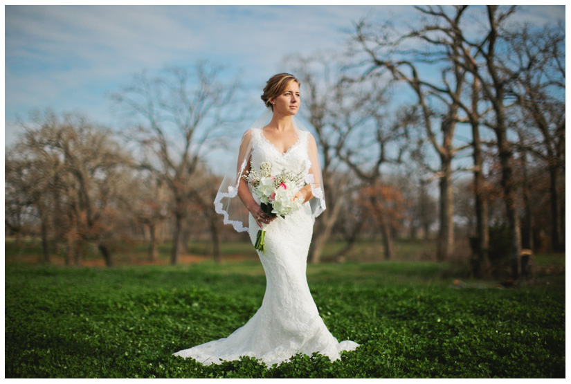 bridal portrait photo session of Jessica Atkins at Walking Tall Horse Ranch in Pilot Point, Texas by Dallas wedding and portrait photographer Stacy Reeves