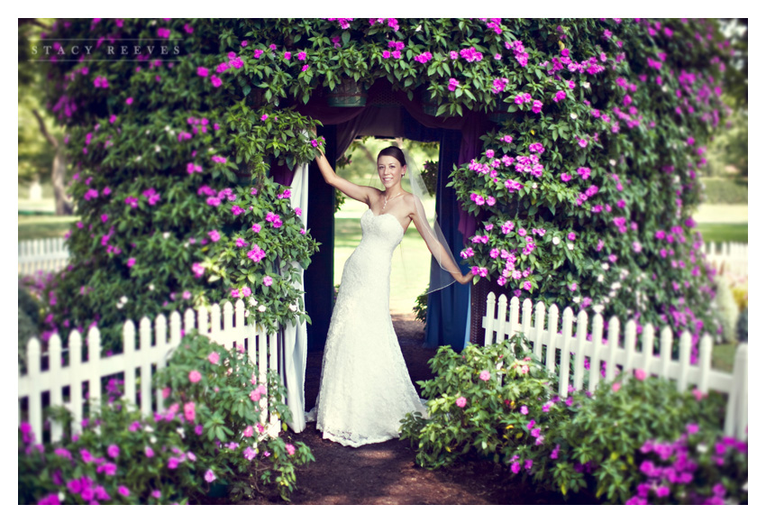 Bridal portrait session of Lisa Kirk Speer at the Dallas Arboretum by Dallas wedding photographer Stacy Reeves