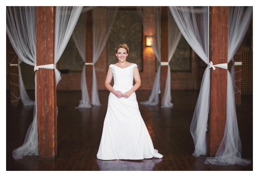 bridal portrait wedding gown photo session of Marcy Novak Gilbert at the Old McKinney Cotton Mill by Dallas wedding photographer Stacy Reeves