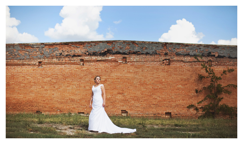 bridal portrait wedding gown photo session of Marcy Novak Gilbert at the Old McKinney Cotton Mill by Dallas wedding photographer Stacy Reeves