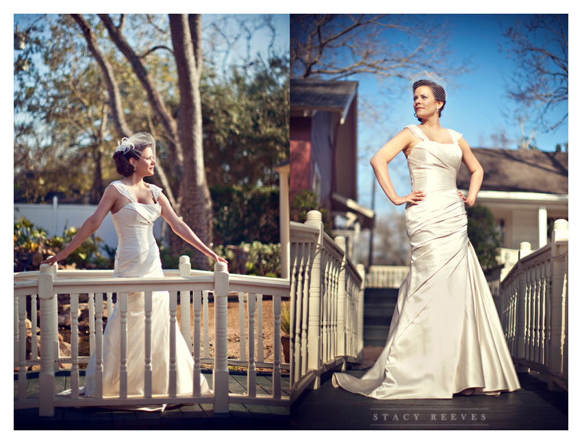 bridal portrait photo session of Sommer Raines at Butler's Courtyard in League City Texas near Houston by Dallas wedding photographer Stacy Reeves