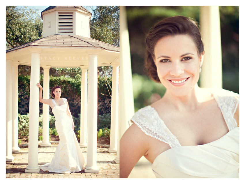 bridal portrait photo session of Sommer Raines at Butler's Courtyard in League City Texas near Houston by Dallas wedding photographer Stacy Reeves