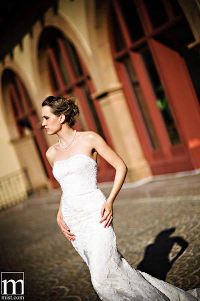 Dallas wedding photography bridal session at the Canals in Las Colinas Texas, bride in a wedding gown dress