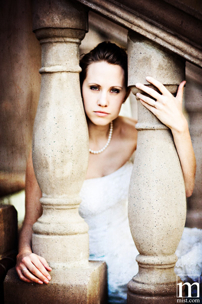 Dallas wedding photography bridal session at the Canals in Las Colinas Texas, bride in a wedding gown dress