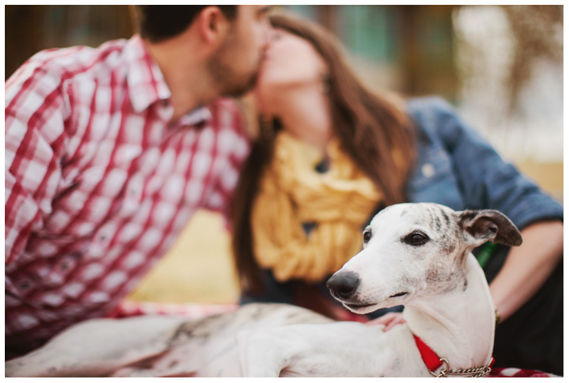 Engagement and Day After portrait photo session of Caroline Joy Casey and Aaron Rector at Keller City Hall Park featuring a vintage bridal headpiece, Stelle 4-stroke Creme Cream Scooter, and whippet dog by Dallas wedding photographer Stacy Reeves