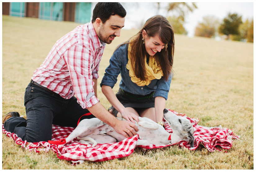 Engagement and Day After portrait photo session of Caroline Joy Casey and Aaron Rector at Keller City Hall Park featuring a vintage bridal headpiece, Stelle 4-stroke Creme Cream Scooter, and whippet dog by Dallas wedding photographer Stacy Reeves