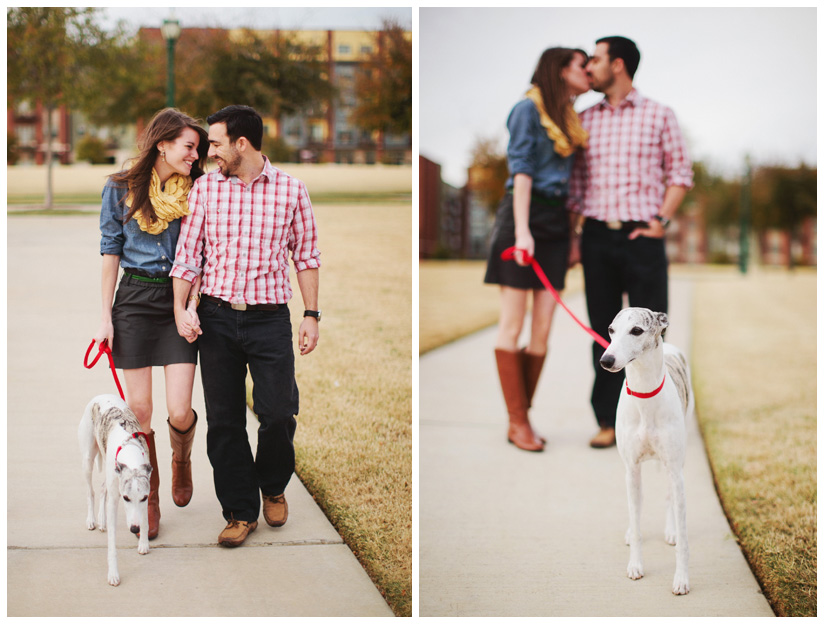 Engagement and Day After portrait photo session of Caroline Joy Casey and Aaron Rector at Keller City Hall Park featuring a vintage bridal headpiece, Stelle 4-stroke Creme Cream Scooter, and whippet dog by Dallas wedding photographer Stacy Reeves