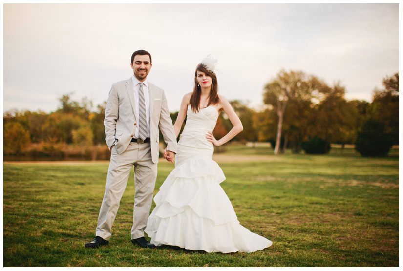 Engagement and Day After portrait photo session of Caroline Joy Casey and Aaron Rector at Keller City Hall Park featuring a vintage bridal headpiece, Stelle 4-stroke Creme Cream Scooter, and whippet dog by Dallas wedding photographer Stacy Reeves