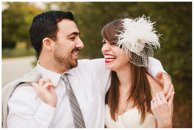 Engagement and Day After portrait photo session of Caroline Joy Casey and Aaron Rector at Keller City Hall Park featuring a vintage bridal headpiece, Stelle 4-stroke Creme Cream Scooter, and whippet dog by Dallas wedding photographer Stacy Reeves