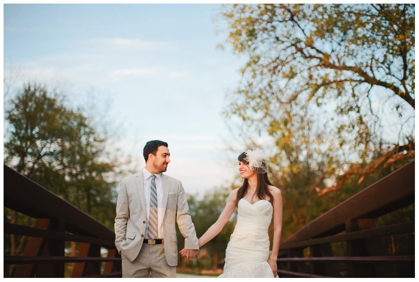 Engagement and Day After portrait photo session of Caroline Joy Casey and Aaron Rector at Keller City Hall Park featuring a vintage bridal headpiece, Stelle 4-stroke Creme Cream Scooter, and whippet dog by Dallas wedding photographer Stacy Reeves