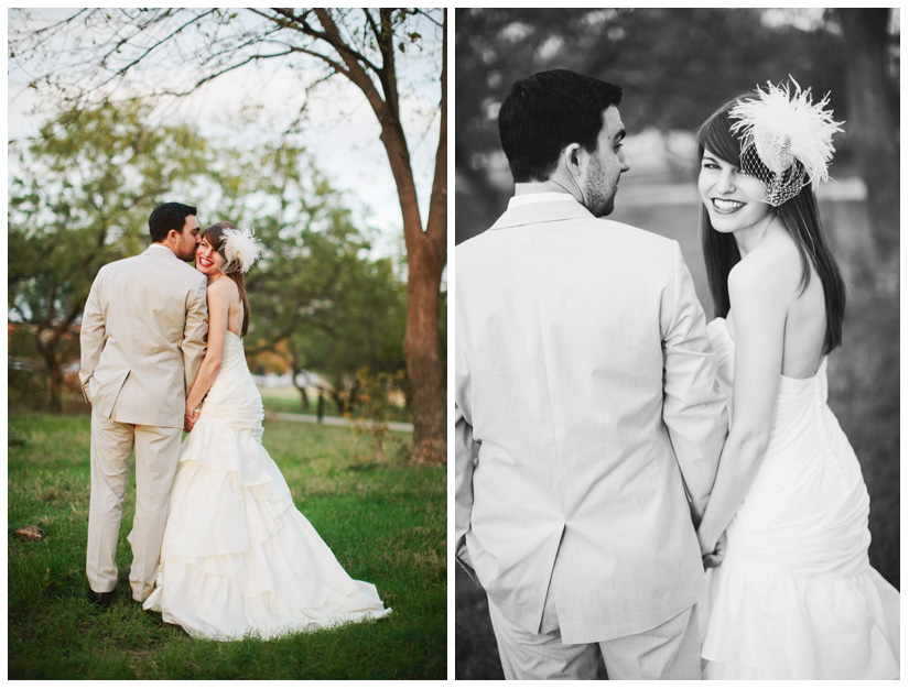 Engagement and Day After portrait photo session of Caroline Joy Casey and Aaron Rector at Keller City Hall Park featuring a vintage bridal headpiece, Stelle 4-stroke Creme Cream Scooter, and whippet dog by Dallas wedding photographer Stacy Reeves