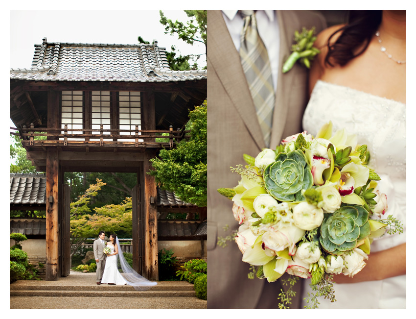 Day After bride and groom portrait session of Paige Kha and Uy Tran at the Fort Worth Japanese Gardens by Dallas wedding photographer Stacy Reeves