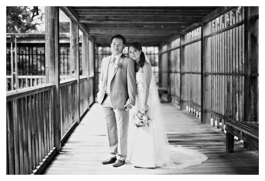 Day After bride and groom portrait session of Paige Kha and Uy Tran at the Fort Worth Japanese Gardens by Dallas wedding photographer Stacy Reeves