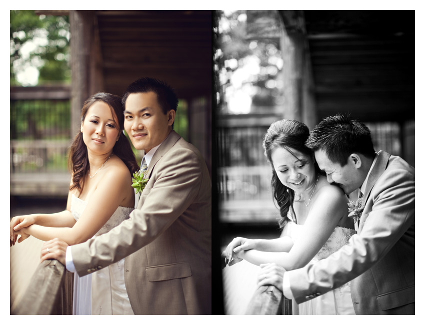 Day After bride and groom portrait session of Paige Kha and Uy Tran at the Fort Worth Japanese Gardens by Dallas wedding photographer Stacy Reeves