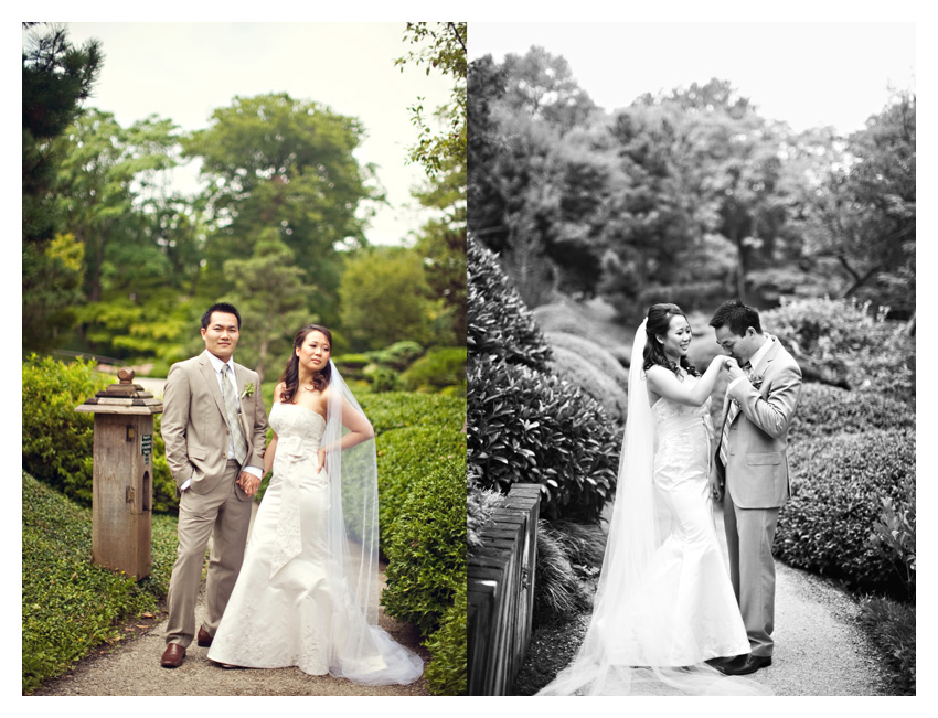 Day After bride and groom portrait session of Paige Kha and Uy Tran at the Fort Worth Japanese Gardens by Dallas wedding photographer Stacy Reeves