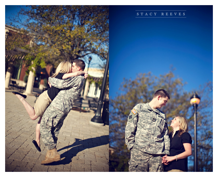 engagement session of Ashleigh Henderson and David Bowers at Southlake Town Square by Dallas wedding photographer Stacy Reeves