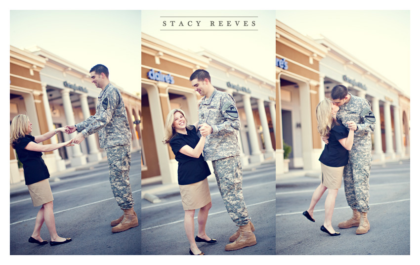 engagement session of Ashleigh Henderson and David Bowers at Southlake Town Square by Plano wedding photographer Stacy Reeves