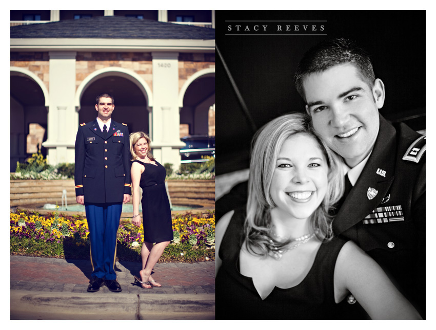 engagement session of Ashleigh Henderson and David Bowers at Southlake Town Square by Plano wedding photographer Stacy Reeves