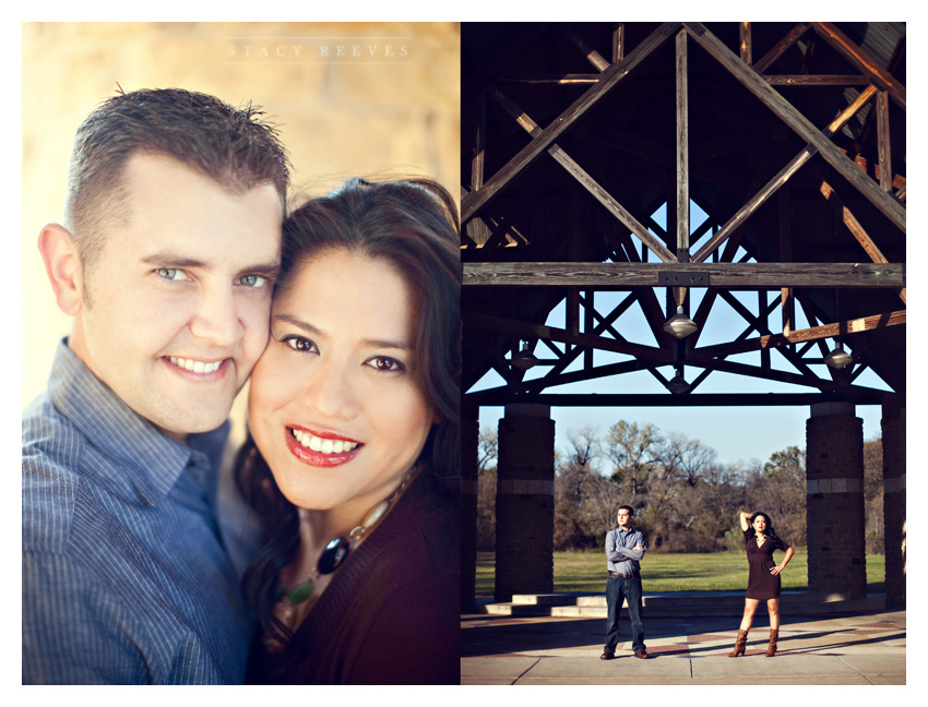 engagement session photos of Alma Martinez and Kelly Morphis at River Legacy Park nature preserve in Arlington Texas by Dallas Wedding Photographer Stacy Reeves