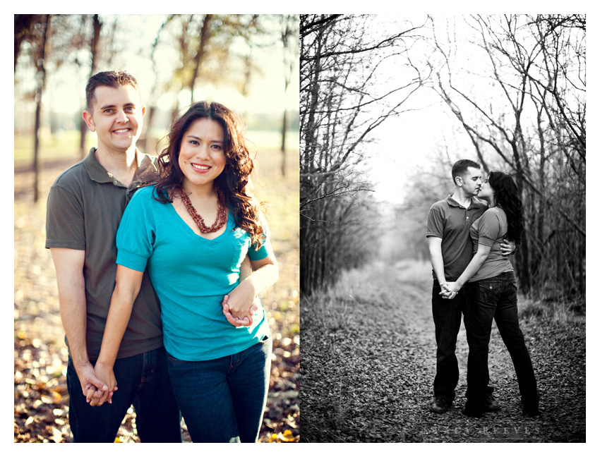 engagement session photos of Alma Martinez and Kelly Morphis at River Legacy Park nature preserve in Arlington Texas by Dallas Wedding Photographer Stacy Reeves