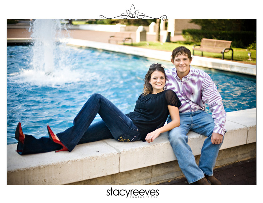 engagement photos portrait session of Beth and Jim in College Station Aggieland Texas on the Texas A&M University Aggie campus by Dallas wedding photographer Stacy Reeves