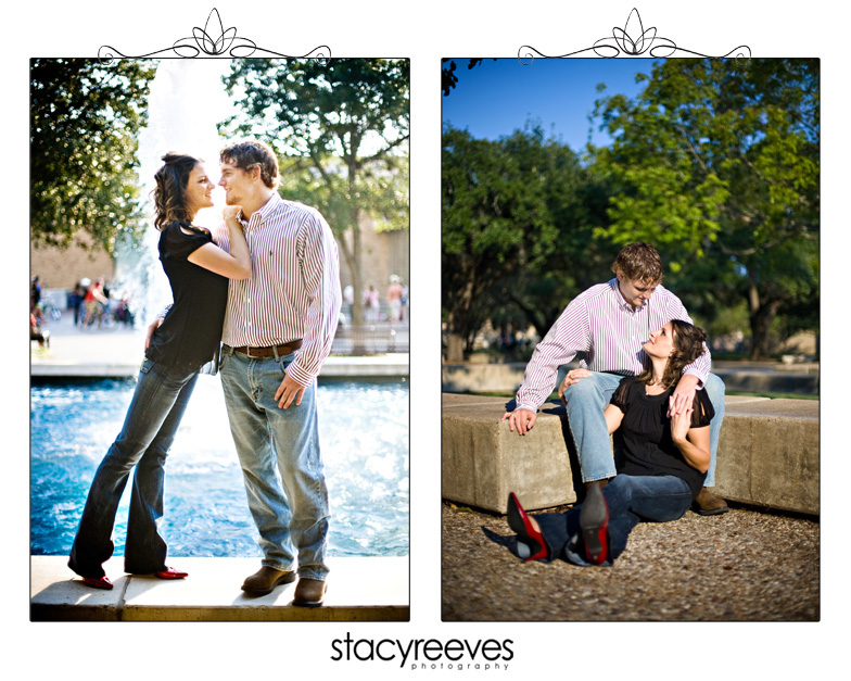 engagement photos portrait session of Beth and Jim in College Station Aggieland Texas on the Texas A&M University Aggie campus by Dallas wedding photographer Stacy Reeves