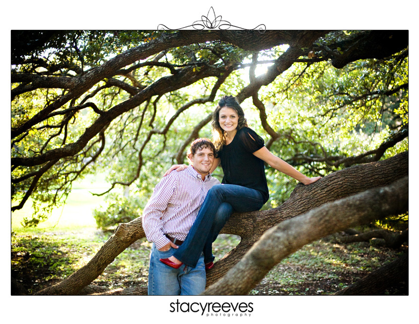 engagement photos portrait session of Beth and Jim in College Station Aggieland Texas on the Texas A&M University Aggie campus by Dallas wedding photographer Stacy Reeves