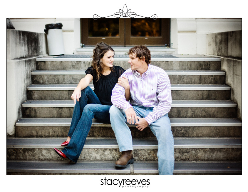 engagement photos portrait session of Beth and Jim in College Station Aggieland Texas on the Texas A&M University Aggie campus by Dallas wedding photographer Stacy Reeves