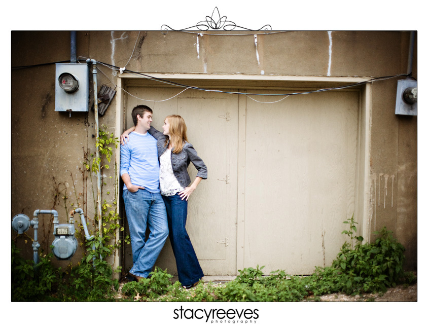 engagement session of Courtney Skains and Brian Ray in historic downtown Plano by Dallas wedding photographer Stacy Reeves