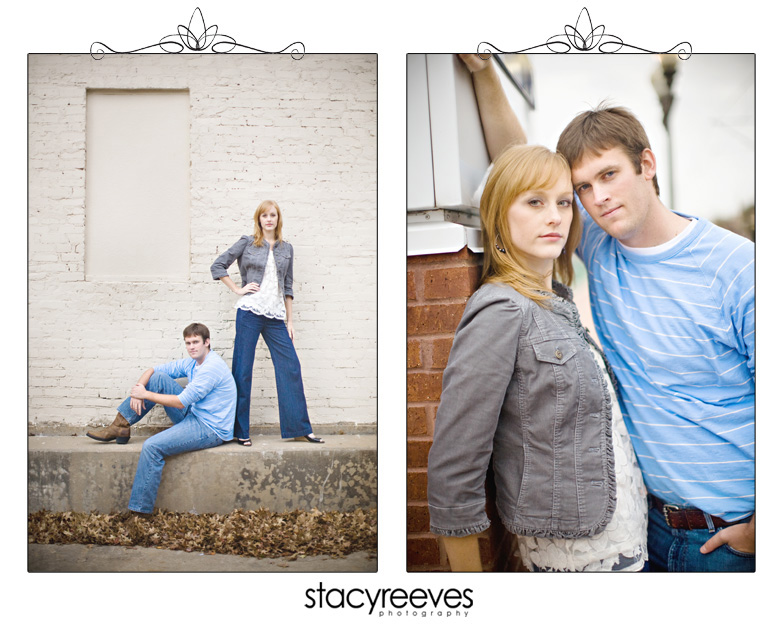 engagement session of Courtney Skains and Brian Ray in historic downtown Plano by Dallas wedding photographer Stacy Reeves