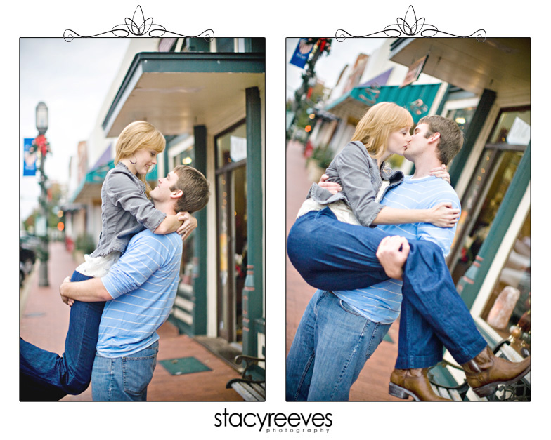 engagement session of Courtney Skains and Brian Ray in historic downtown Plano by Dallas wedding photographer Stacy Reeves