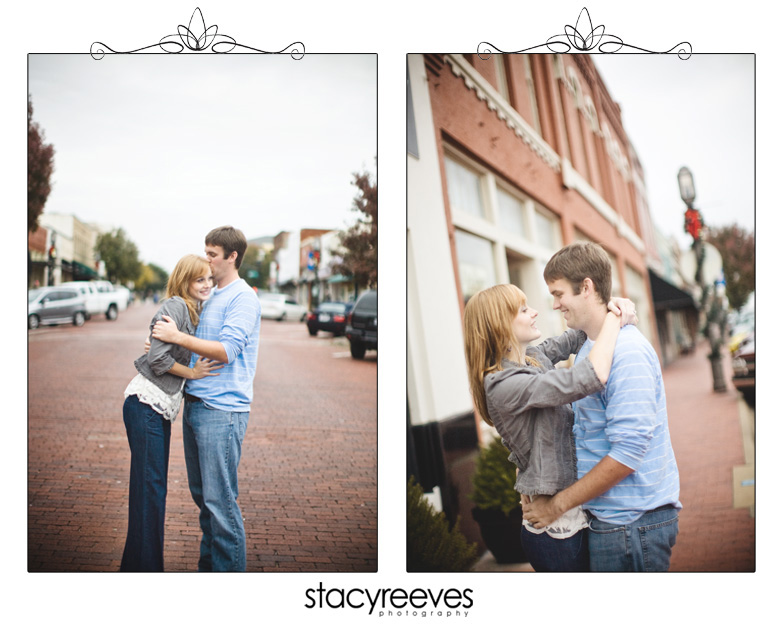 engagement session of Courtney Skains and Brian Ray in historic downtown Plano by Dallas wedding photographer Stacy Reeves