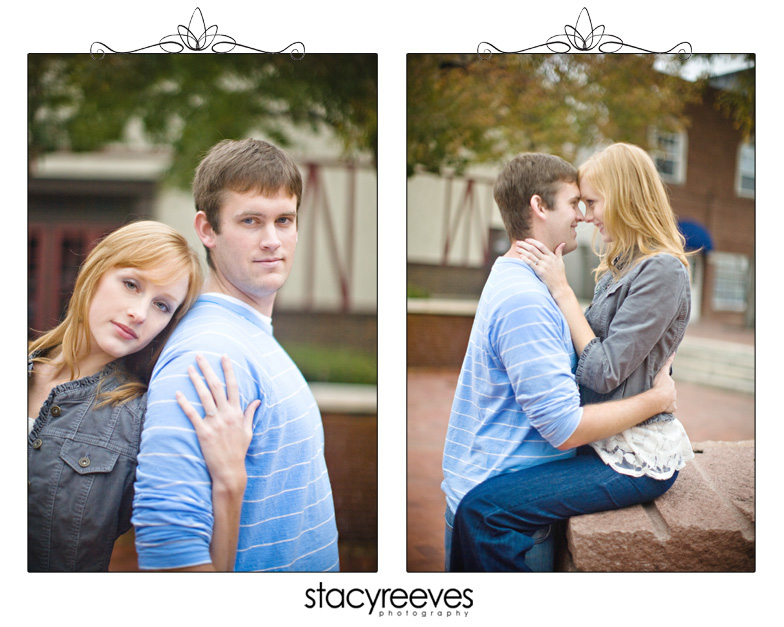 engagement session of Courtney Skains and Brian Ray in historic downtown Plano by Dallas wedding photographer Stacy Reeves