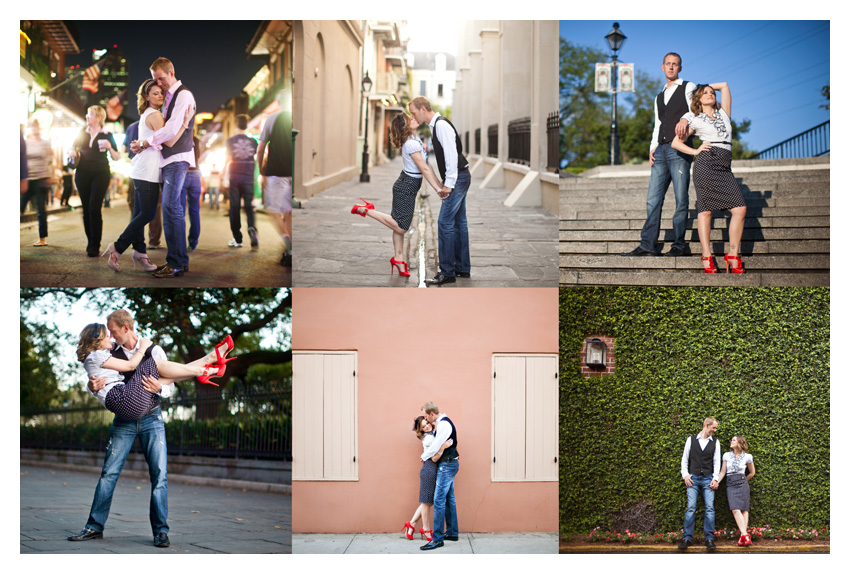 Engagement portrait photo session of CheyAnne Bradfield and Doug Keese in French Quarter, Jackson Square, and Bourbon Street in downtown New Orleans by Dallas wedding photographer Stacy Reeves