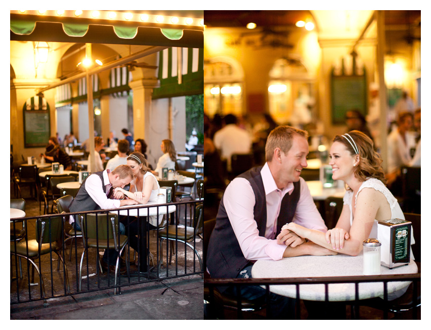 Engagement portrait photo session of CheyAnne Bradfield and Doug Keese in French Quarter, Jackson Square, and Bourbon Street in downtown New Orleans by Dallas wedding photographer Stacy Reeves