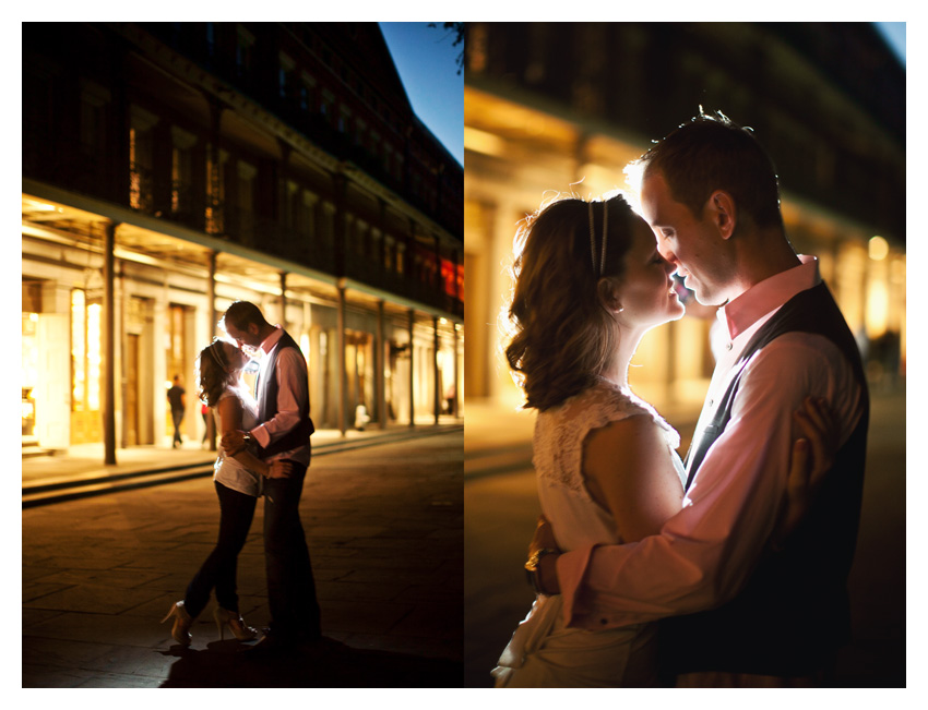 Engagement portrait photo session of CheyAnne Bradfield and Doug Keese in French Quarter, Jackson Square, and Bourbon Street in downtown New Orleans by Dallas wedding photographer Stacy Reeves