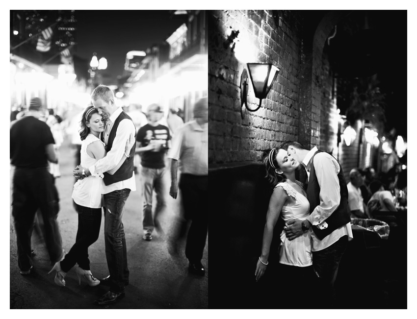 Engagement portrait photo session of CheyAnne Bradfield and Doug Keese in French Quarter, Jackson Square, and Bourbon Street in downtown New Orleans by Dallas wedding photographer Stacy Reeves