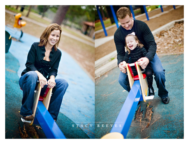 Engagement session family portraits of Carrie Crabtree and Jim McKemie in Hermann Park in Houston Texas by Dallas wedding photographer Stacy Reeves